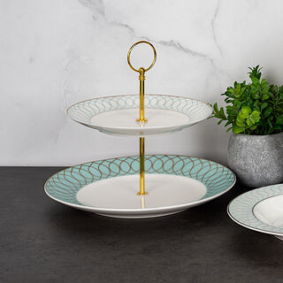 2 Tier Dessert Serving Gold With Fairouz
