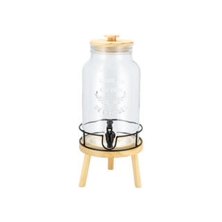  Glass Juice Dispenser With Wooden Lid