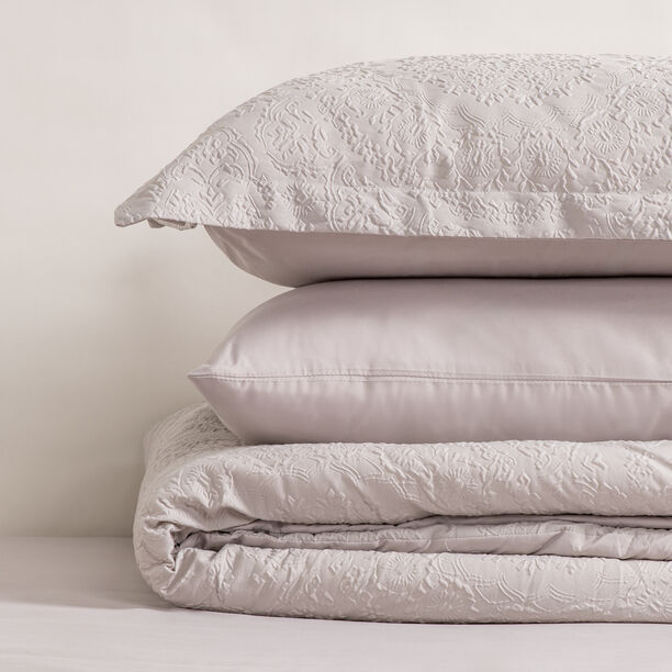 Boutique Blanche Microfiber Ornament Comforter Set 6Pc Light Grey 240*200 Cm image number 4