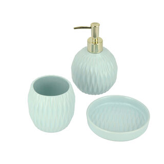 3 Pcs Ceramic Bath Set Blue