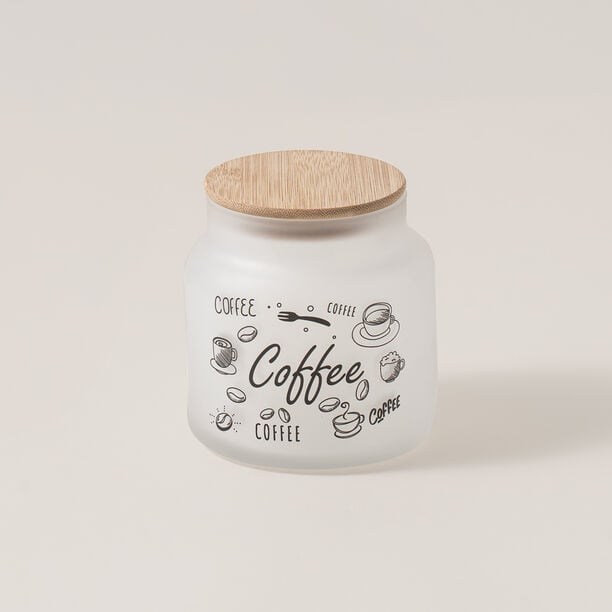 Heriven Glass Coffee Jar With Bamboo Lid 635Ml image number 0