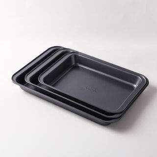 Betty Crocker non stick roasting pan set of 3 pieces 37.5*42.5*47.5cm, grey