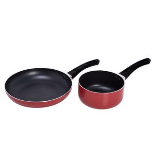 Alberto 2 Pieces Set Fry Pan + Sauce Pan Red 