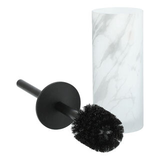 Toilet Brush Holder With Stainless Black Pole, Bristle Brush And Silicon Lid