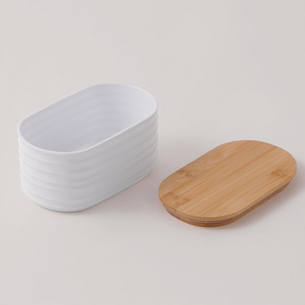 Alberto plastic plastic container with bamboo lid, white 13.8*8*6.8 image number 1