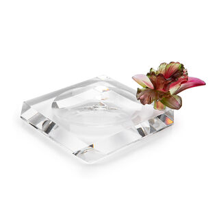 Glass Ashtray Crystal Flower Pink