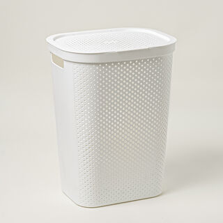 Cottage laundry hamper 58L, white