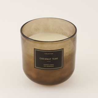 Homez scented candle with coconut teak sand fragrance in glass jar 15.5*15cm