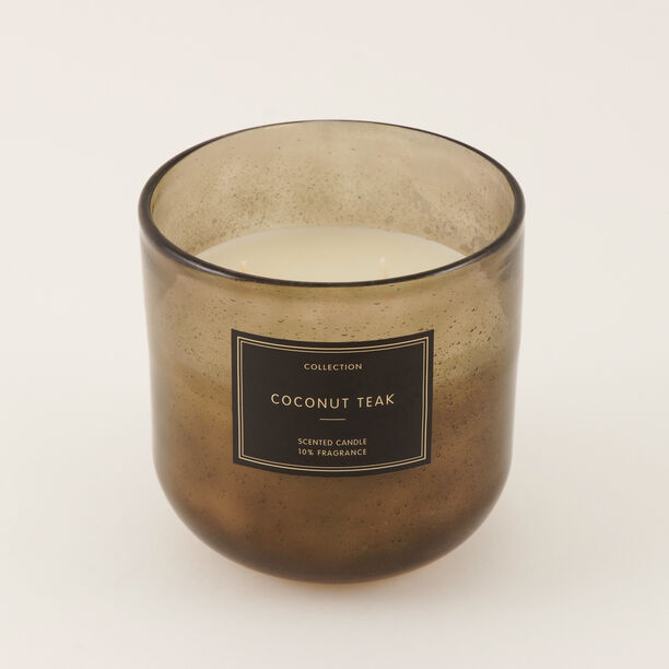 Homez scented candle with coconut teak sand fragrance in glass jar 15.5*15cm image number 1