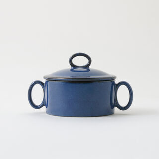 La Mesa stoneware mid bowl with lid, blue 15.2*10.3*5.1 cm