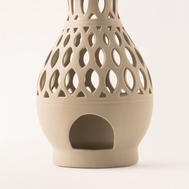 Homez beige ceramic candle holder 15.4*15.4*33 cm image number 3