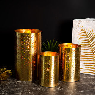 Metal Candle Holder Gold Large