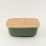 Alberto plastic bread box with bamboo lid, green 36.5*25.5*13.3 cm image number 2