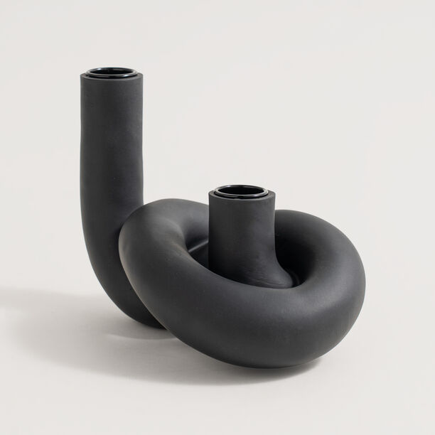 Homez black memphis ceramic candle holder 21*11.3*12.5cm image number 1