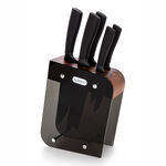 Alberto Acrylic Knife Block With Wood Stainless Steel Knives Set image number 0