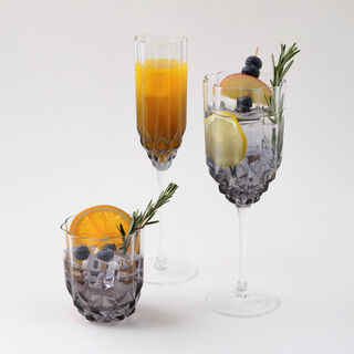 La Mesa 4Pcs Hand Made Glass Tall Juice Glass, Grey 220Ml