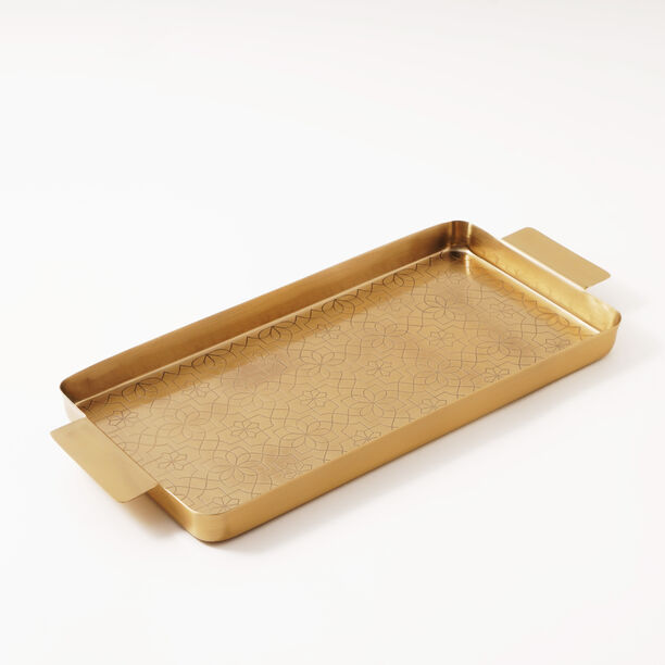 دلتي صينية تقديم معدن 47*21*3سم، ذهبي image number 0