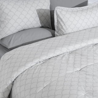 Cottage 6pcs cotton queen comforter set 240*200cm, geo grey pattern