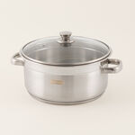 بنتولا قدر صلصة ستانلس ستيل بغطاء زجاجي 5.2 لتر، فضي image number 0