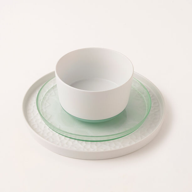 Safa’a white and green porcelain 18 Pcs dinner set image number 1