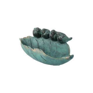 Decorative Leaf With Birds Blue