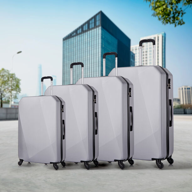 4 Piece Abs Trolley Case Set Diamond Silver 18/22/26/30" image number 0