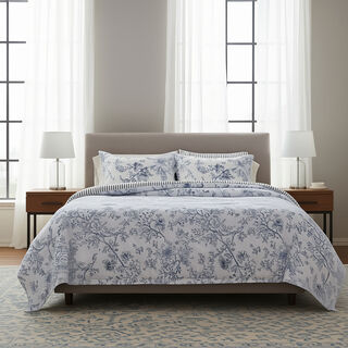 لحاف كوتاج آيسي فلورال 6 قطع سوبر كينج باللون الأزرق 250*260 سم