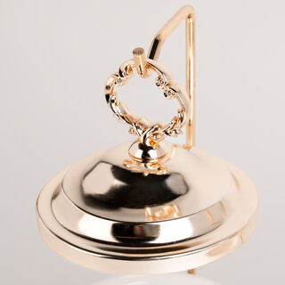 2 pieces Round Food Warmer Set With Candle Stand Gold 12 cm