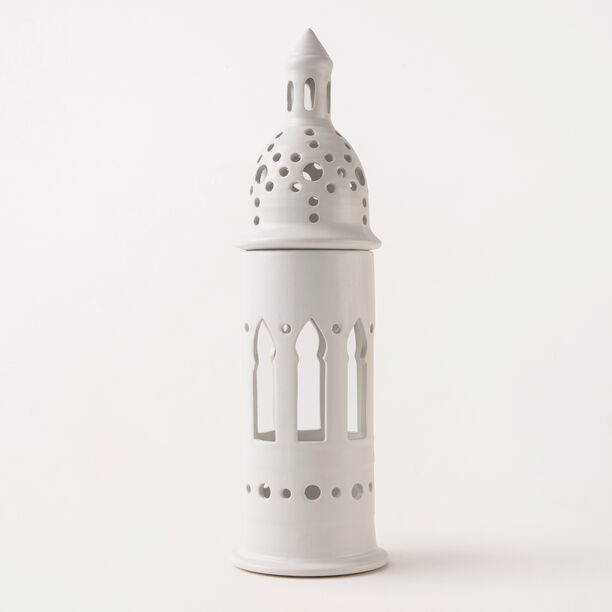 Homez off white ceramic white candle holder 11.3*11.3*38.2 cm image number 0