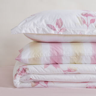 Cottage Microfiber Twin Comforter 4 Pcs Set, White/Pink, 220*160Cm