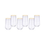 Set Of 4 Clear Ribbed Tumbler With Gold Rim image number 1