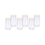 Set Of 4 Clear Ribbed Tumbler With Gold Rim image number 1