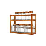 8 Pcs Glass Spice Jars With Wood Rack image number 2