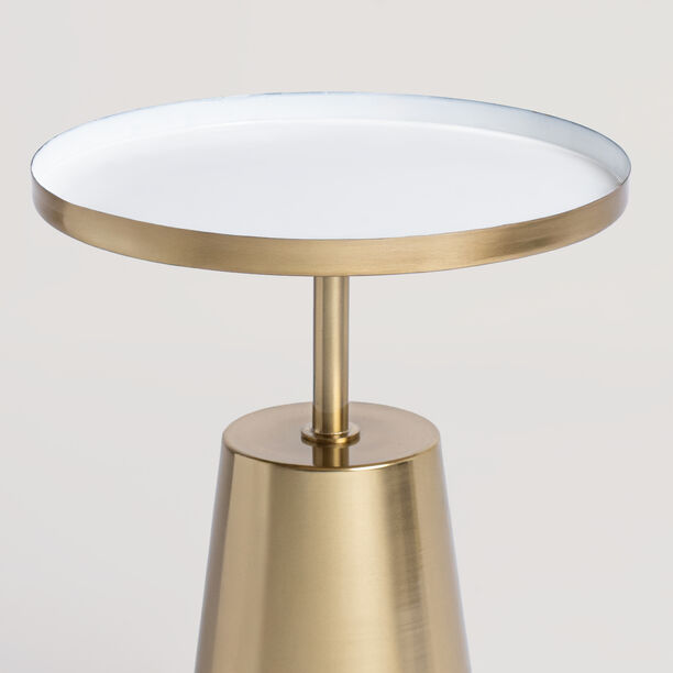 Homez steel side table, gold and white 40*40*50cm image number 1