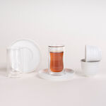 Dallaty white porcelain and glass Tea and coffee cups set 18 pcs image number 0