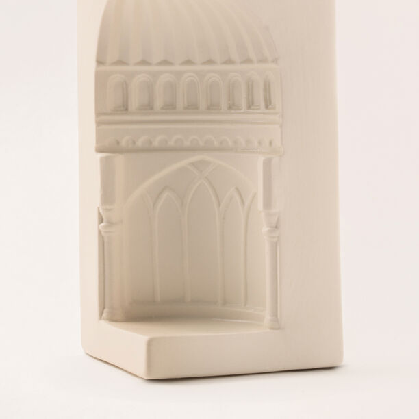 Homez off White ceramic candle holder 14*10*21.5 cm image number 2