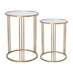 Side Table Set Of 2 Gold With Mirror Top Big image number 0
