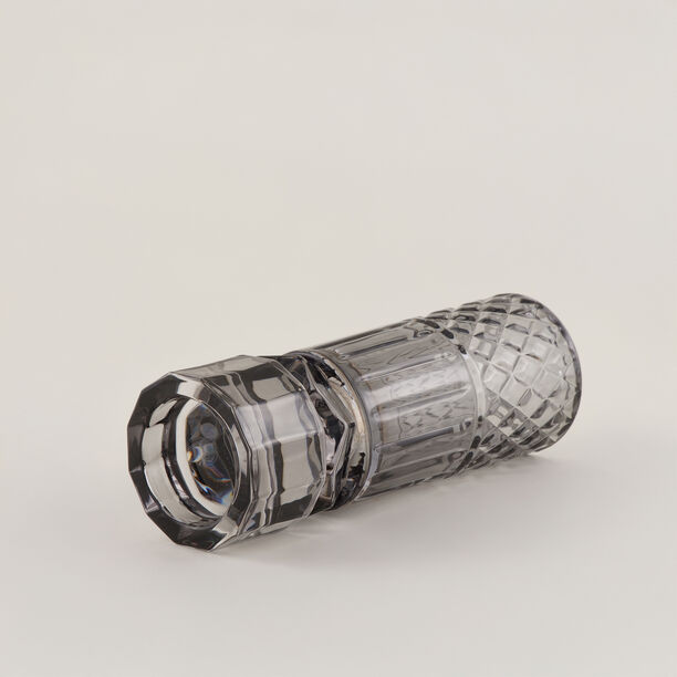 "Homez Light Grey Diamond Glass Candle Holder 8.9*8.9*27.4 cm image number 2