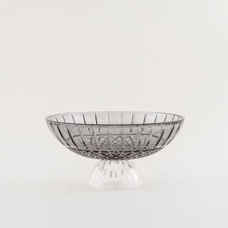 هومز طبق ديكور دايموند زجاج 29.4*29.4*14.4سم، رمادي فاتح