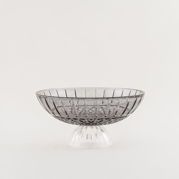 هومز طبق ديكور دايموند زجاج 29.4*29.4*14.4سم، رمادي فاتح image number 0