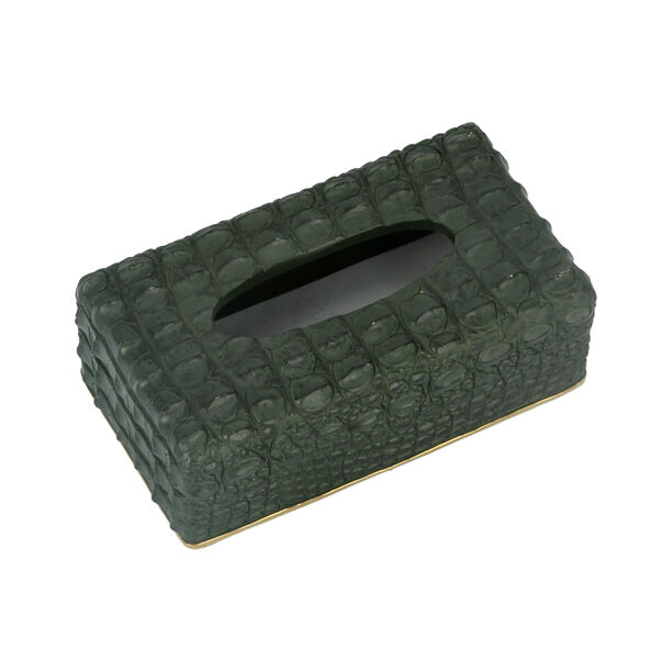 Faux Croc Skin Texture Tissue Box Green 26*15*9Cm image number 1