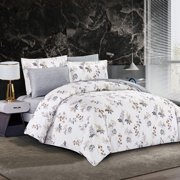 Unique home 6pc leafy super king cotton comforter set 260*240cm image number 0