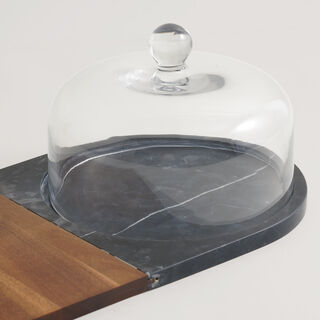 Alberto marble, acacia wood cheese platter, black 45*26*17cm