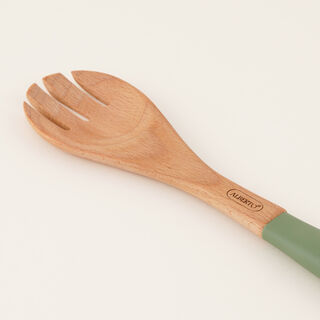 Alberto Wooden Serving Fork, Green, 37 Cm
