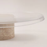 La Mesa cake stand with travertine stone base and glass plate dia 30cm image number 2
