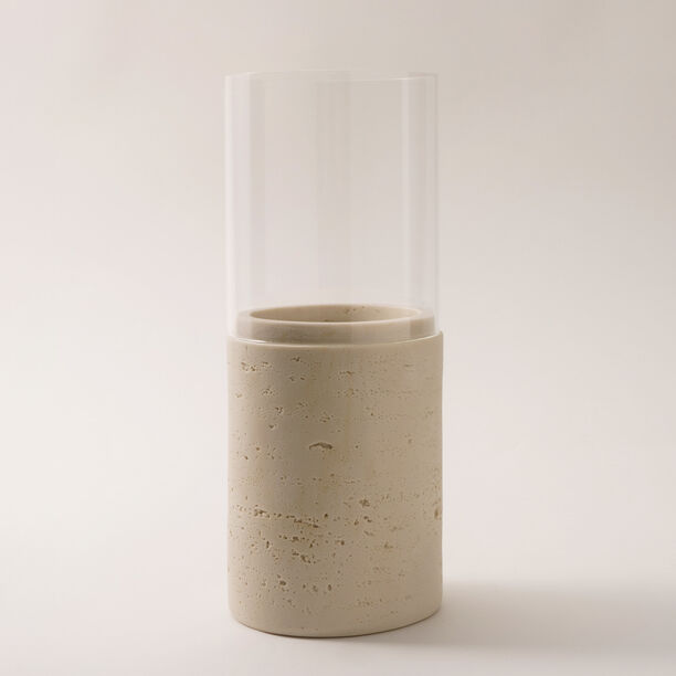 Homez resin candle holder travertine collection 10*10*25cm image number 2