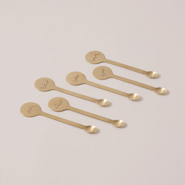 دلتي طقم ملاعق شاي معدن 6 قطع، ذهبي image number 0