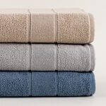 Boutique Blanche 4 Piece Silver Riviera Stripe 100% Cotton Face Towel Set 30*30 Cm image number 3