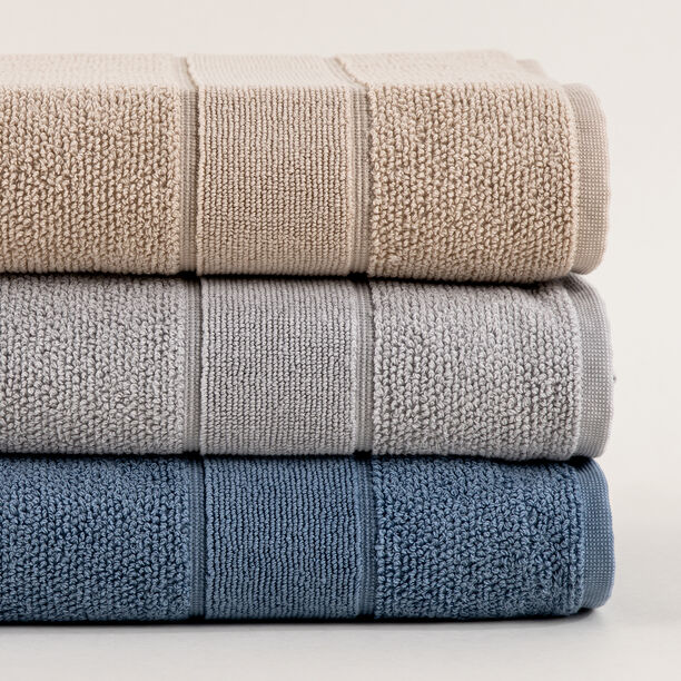 Boutique Blanche 4 Piece Silver Riviera Stripe 100% Cotton Face Towel Set 30*30 Cm image number 3