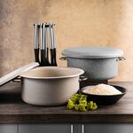 Marble Coating Casserole With Serving Lid Grey image number 0
